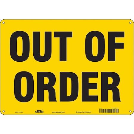 OUT OF ORDER, 14 in W x 10 in H, Horizontal Rectangle, Aluminum, 479M06 MPN:479M06