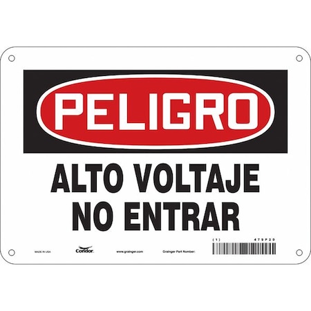 Safety Sign, 7 in Height, 10 in Width, Polyethylene, Vertical Rectangle, Spanish MPN:479P20