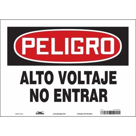 Safety Sign, 10 in Height, 14 in Width, Vinyl, Horizontal Rectangle, Spanish MPN:479P23