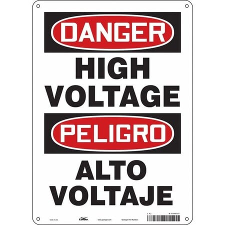 Safety Sign, 14 in Height, 10 in Width, Polyethylene, Vertical Rectangle, English, Spanish MPN:479R07