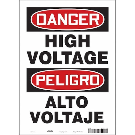 Safety Sign, 14 in Height, 10 in Width, Vinyl, Vertical Rectangle, English, Spanish, 479R09 MPN:479R09