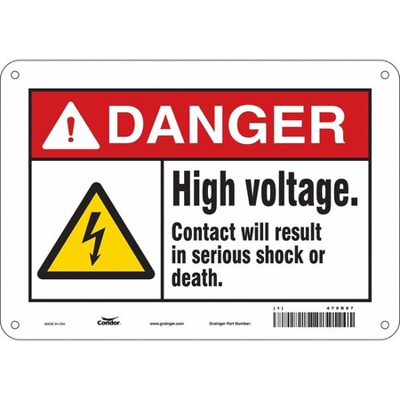 Safety Sign, 7 in Height, 10 in Width, Polyethylene, Vertical Rectangle, English, 479R87 MPN:479R87