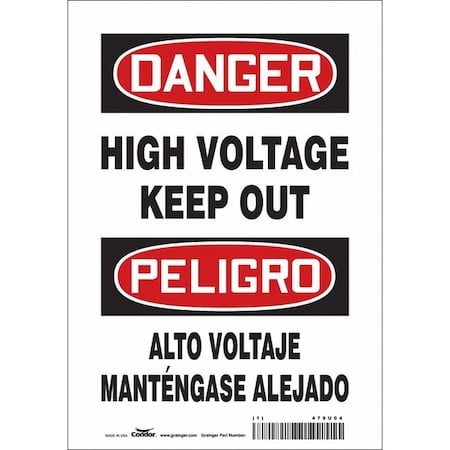 Safety Sign, 10 in Height, 7 in Width, Vinyl, Horizontal Rectangle, English, Spanish, 479U04 MPN:479U04