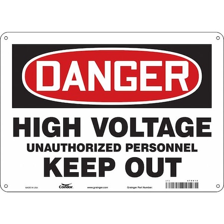 Safety Sign, 10 in Height, 14 in Width, Polyethylene, Horizontal Rectangle, English, 479V15 MPN:479V15