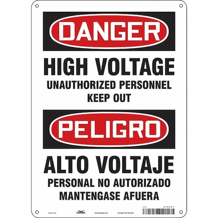 Safety Sign, 14 in Height, 10 in Width, Aluminum, Vertical Rectangle, English, Spanish, 479V21 MPN:479V21