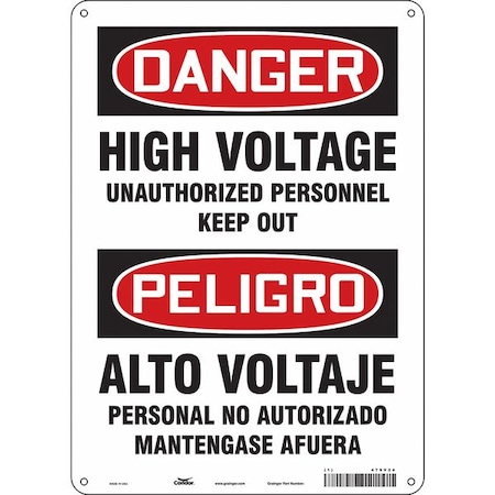 Safety Sign, 14 in Height, 10 in Width, Polyethylene, Vertical Rectangle, English, Spanish, 479V24 MPN:479V24
