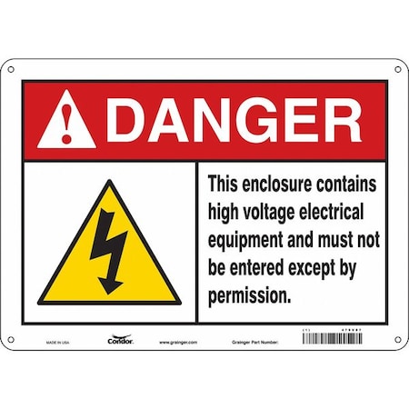 Safety Sign, 10 in Height, 14 in Width, Polyethylene, Horizontal Rectangle, English, 479V87 MPN:479V87