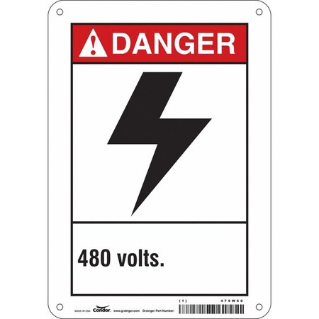 Safety Sign, 10 in Height, 7 in Width, Aluminum, Horizontal Rectangle, English, 479W60 MPN:479W60