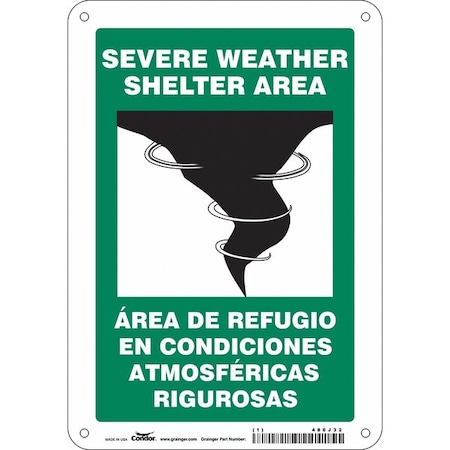 Safety Sign, 10 in Height, 7 in Width, Aluminum, Horizontal Rectangle, English, Spanish MPN:480J32
