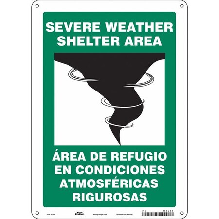 Safety Sign, 14 in Height, 10 in Width, Polyethylene, Vertical Rectangle, English, Spanish MPN:480J35