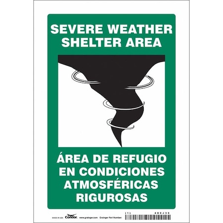 Safety Sign, 10 in Height, 7 in Width, Vinyl, Horizontal Rectangle, English, Spanish MPN:480J36