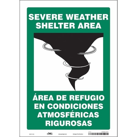 Safety Sign, 14 in Height, 10 in Width, Vinyl, Vertical Rectangle, English, Spanish MPN:480J37