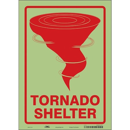 TORNADO SHELTER, 10 in W x 14 in H, Vertical Rectangle, Glow Vinyl, 480J41 MPN:480J41