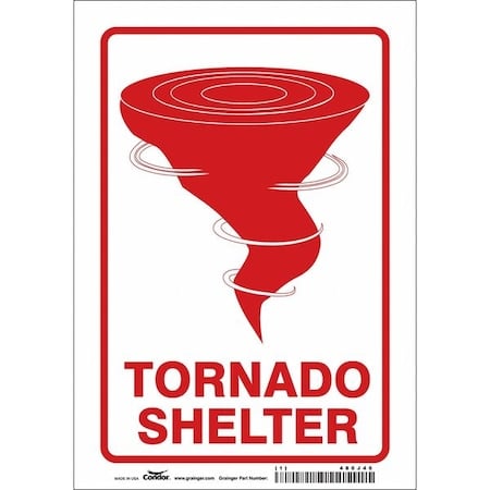 TORNADO SHELTER, 7 in W x 10 in H, Horizontal Rectangle, Vinyl, 480J46 MPN:480J46