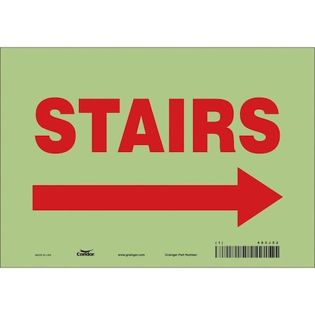 STAIRS, 10 in W x 7 in H, Vertical Rectangle, Glow Vinyl, 480J52 MPN:480J52