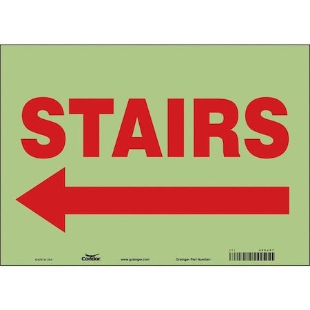 STAIRS, 14 in W x 10 in H, Horizontal Rectangle, Glow Vinyl, 480J57 MPN:480J57