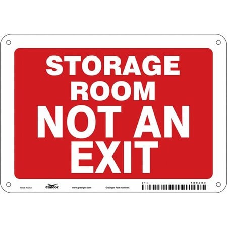 STORAGE ROOM NOT AN EXIT, 10 in W x 7 in H, Vertical Rectangle, Polyethylene, 480J83 MPN:480J83