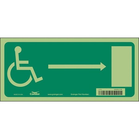 WHEELCHAIR PATH RIGHT GRAPHIC, 12 in W x 5 1/2 in H, Vertical Rectangle, Glow Vinyl, 480L38 MPN:480L38