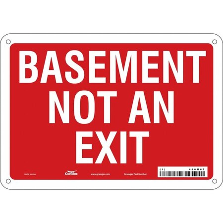 BASEMENT NOT AN EXIT, 10 in W x 7 in H, Vertical Rectangle, Aluminum, 480M67 MPN:480M67