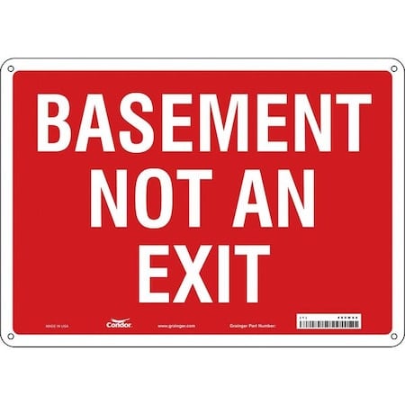 BASEMENT NOT AN EXIT, 14 in W x 10 in H, Horizontal Rectangle, Aluminum, 480M68 MPN:480M68