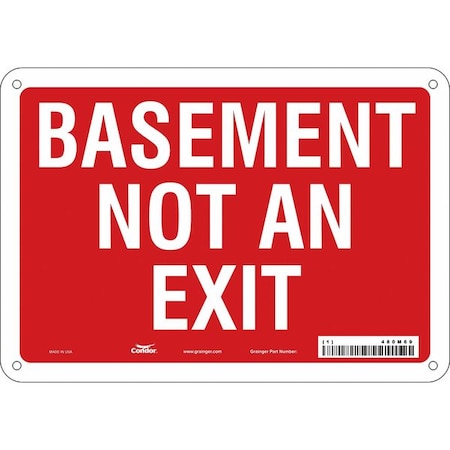 BASEMENT NOT AN EXIT, 10 in W x 7 in H, Vertical Rectangle, Polyethylene, 480M69 MPN:480M69