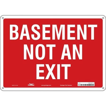 BASEMENT NOT AN EXIT, 14 in W x 10 in H, Horizontal Rectangle, Polyethylene, 480M70 MPN:480M70