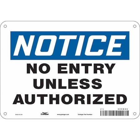 Safety Sign, 7 in Height, 10 in Width, Aluminum, Vertical Rectangle, English, 480N66 MPN:480N66