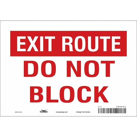 DO NOT BLOCK, 10 in W x 7 in H, Vertical Rectangle, Vinyl, 480P24 MPN:480P24