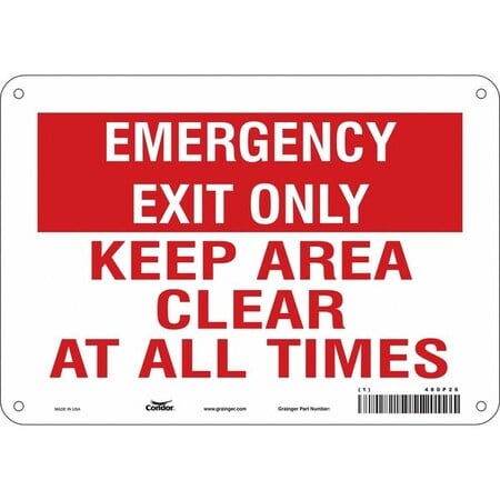 KEEP AREA CLEAR AT ALL TIMES, 10 in W x 7 in H, Vertical Rectangle, Aluminum, 480P26 MPN:480P26
