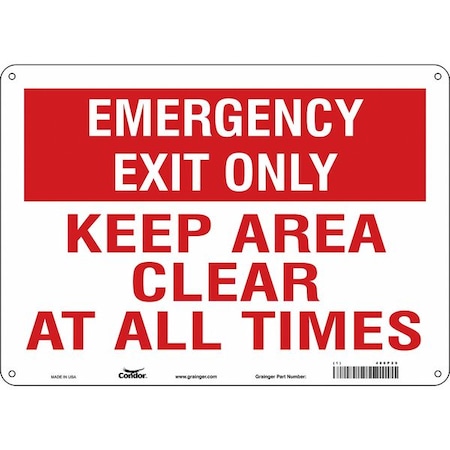 KEEP AREA CLEAR AT ALL TIMES, 14 in W x 10 in H, Horizontal Rectangle, Polyethylene, 480P29 MPN:480P29