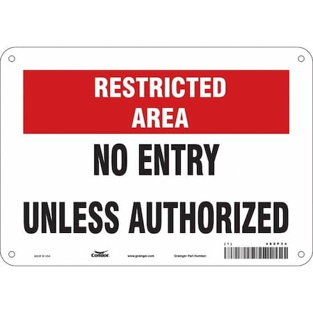 Safety Sign, 7 in Height, 10 in Width, Polyethylene, Vertical Rectangle, English, 480P34 MPN:480P34