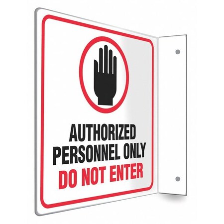 High Visibility Safety Sign, 8 in H, 8 in W, PETG, L-Shape Projection, English, 480W23 MPN:480W23