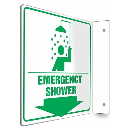 EMERGENCY SHOWER, 8 in W x 8 in H, L-Shape Projection, PETG, 480W26 MPN:480W26
