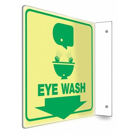 EYE WASH, 8 in W x 8 in H, L-Shape Projection, PETG, 480W27 MPN:480W27