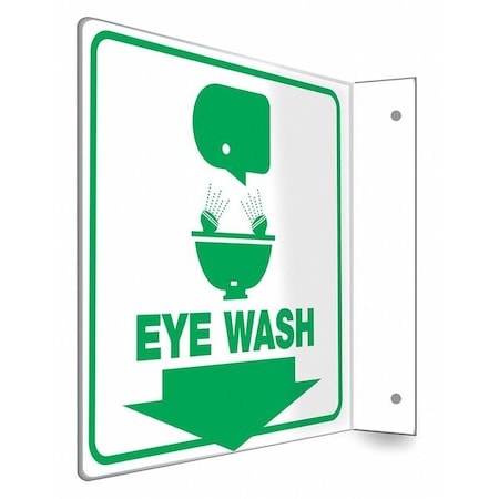 EYE WASH, 8 in W x 8 in H, L-Shape Projection, PETG, 480W28 MPN:480W28