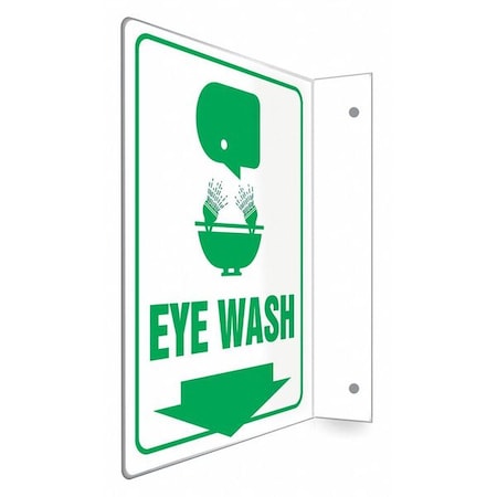 EYE WASH, 9 in W x 12 in H, L-Shape Projection, PETG, 480W29 MPN:480W29