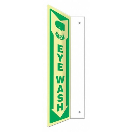 EYE WASH, 4 in W x 18 in H, L-Shape Projection, PETG, 480W33 MPN:480W33