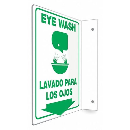 EYE WASH/LAVADO PARA LOS OJOS, 9 in W x 12 in H, L-Shape Projection, PETG, 480W35 MPN:480W35