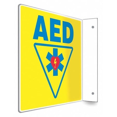 AED, 8 in W x 8 in H, L-Shape Projection, PETG, 480W41 MPN:480W41