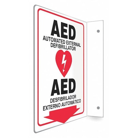 AED AUTOMATIC EXTERNAL DEFIBRILLATOR, Spanish-Bilingual, 9 in W x 12 in H, PETG, 480W42 MPN:480W42