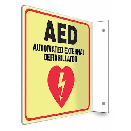 AED AUTOMATIC EXTERNAL DEFIBRILLATOR, 8 in W x 8 in H, L-Shape Projection, PETG, 480W43 MPN:480W43