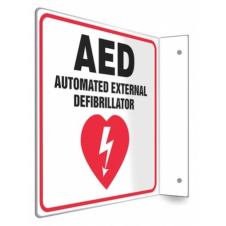 AED AUTOMATIC EXTERNAL DEFIBRILLATOR, 8 in W x 8 in H, L-Shape Projection, PETG, 480W44 MPN:480W44
