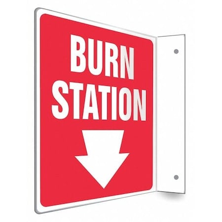 BURN STATION, 8 in W x 8 in H, L-Shape Projection, PETG, 480W46 MPN:480W46