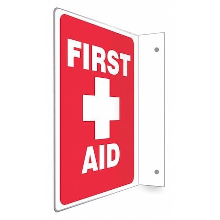 FIRST AID, 9 in W x 12 in H, L-Shape Projection, PETG, 480W50 MPN:480W50
