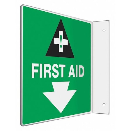 FIRST AID, 8 in W x 8 in H, L-Shape Projection, PETG, 480W53 MPN:480W53