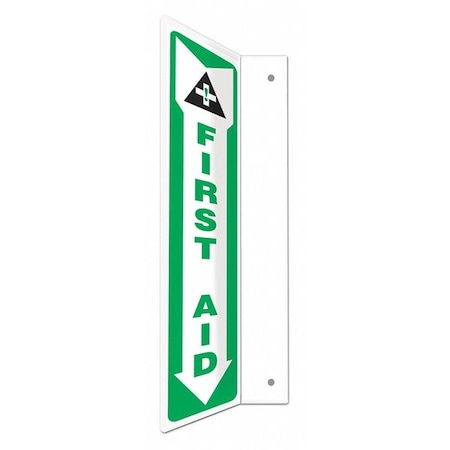 FIRST AID, 4 in W x 18 in H, L-Shape Projection, PETG, 480W55 MPN:480W55
