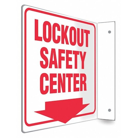 High Visibility Safety Sign, 8 in Height, 8 in Width, PETG, L-Shape Projection, English MPN:480W59