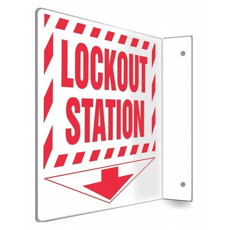 High Visibility Safety Sign, 8 in Height, 8 in Width, PETG, L-Shape Projection, English MPN:480W60