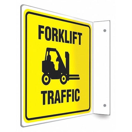 High Visibility Safety Sign, 8 in H, 8 in W, PETG, L-Shape Projection, English, 480W62 MPN:480W62