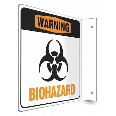 High Visibility Safety Sign, 8 in H, 8 in W, PETG, L-Shape Projection, English, 480W65 MPN:480W65